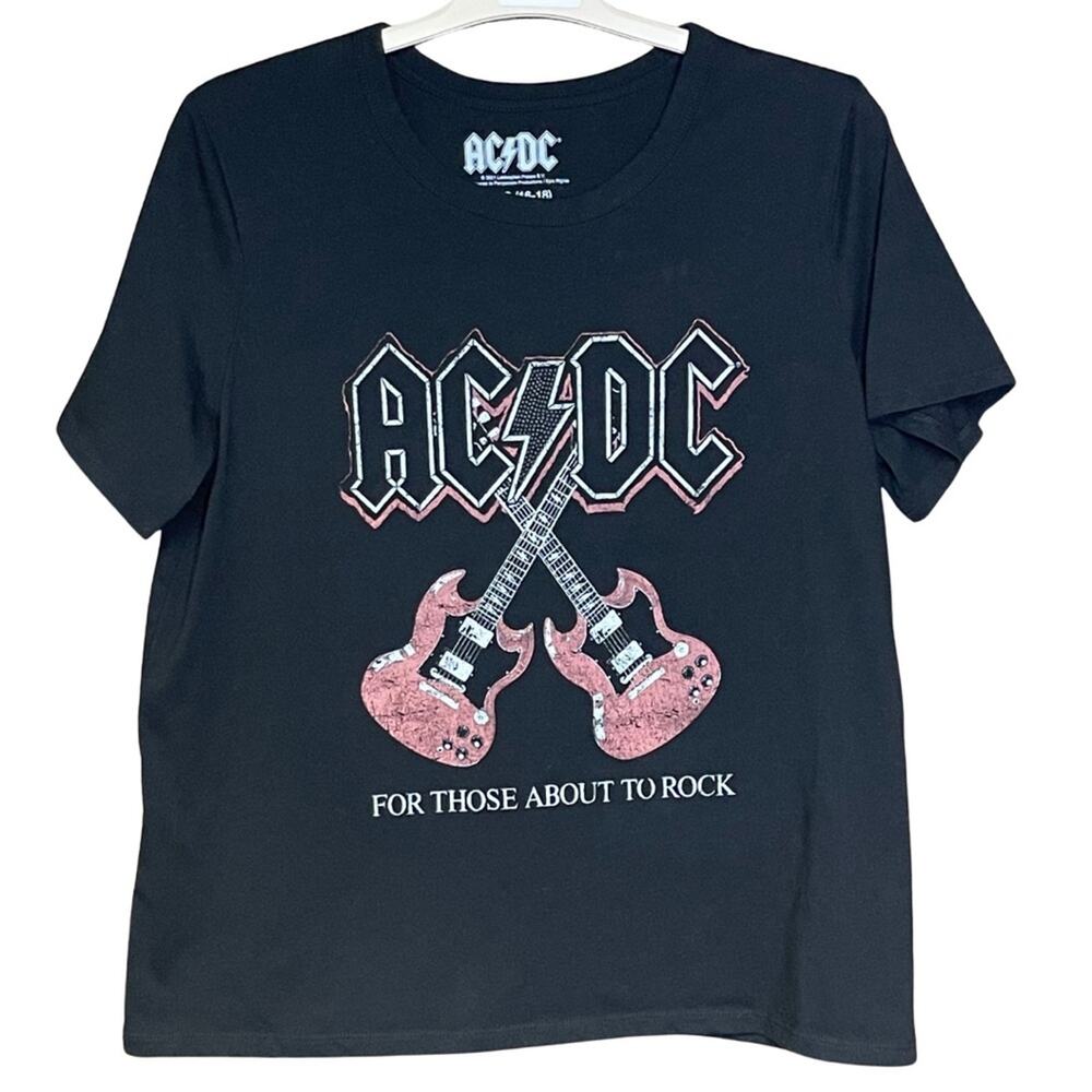 AC/DC  band tee for those about to rock concert black guitar size women’s XL